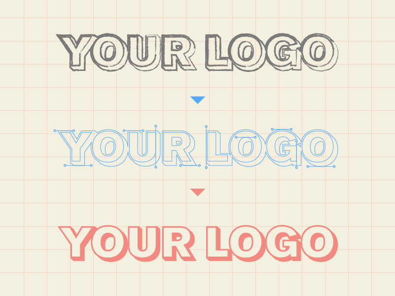 Text: Your logo presented in three design styles