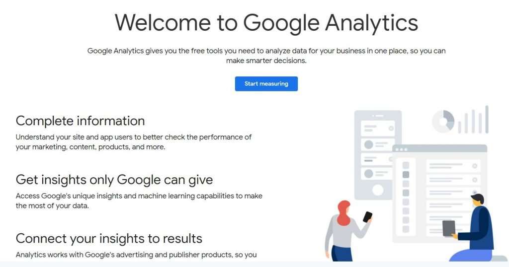 a screenshot of a google analytics website