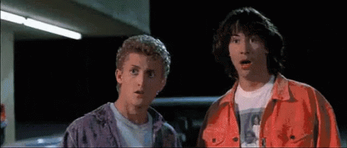 Bill and Ted with text: WOA