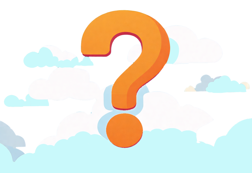 a question mark in the clouds