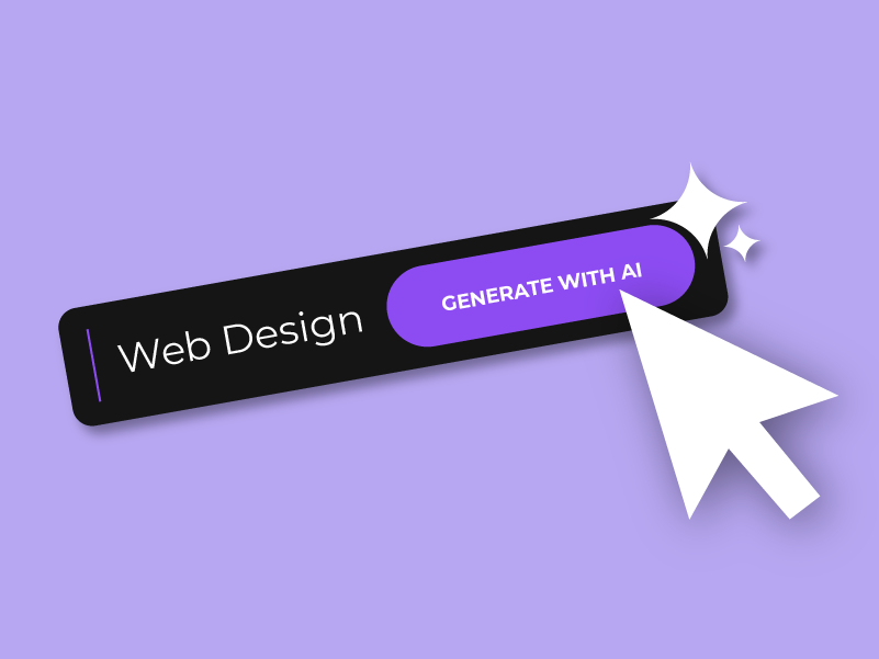 Black and purple web design button labeled 'Generate with AI' in a pressed state