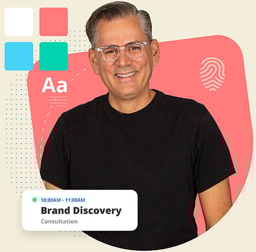 ~ai-cf737026-451b-466a-9a12-78008d3117a9_ photograph of a man surrounded by branding graphic elements<br />